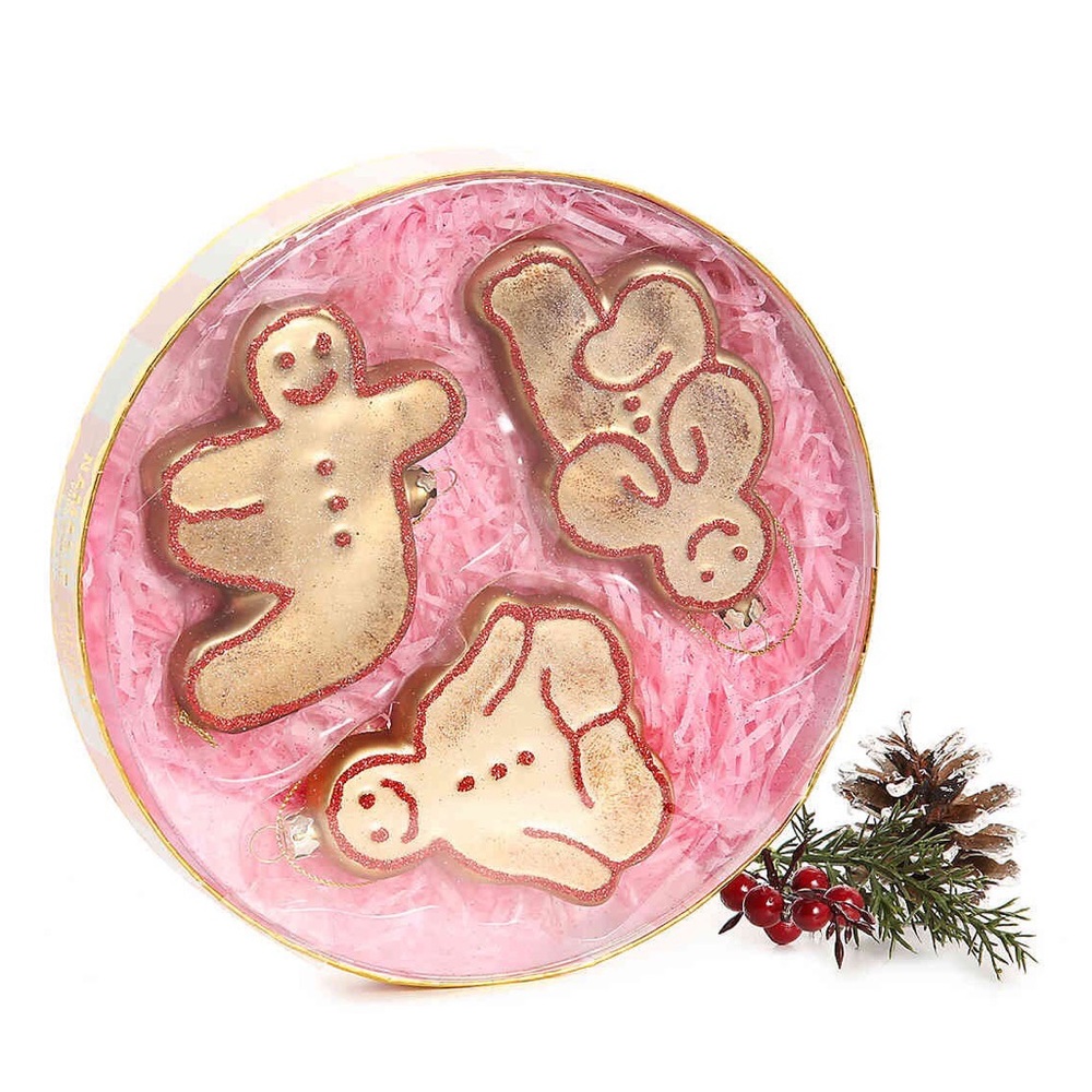 New In Package Yoga Gingerbread ornament set